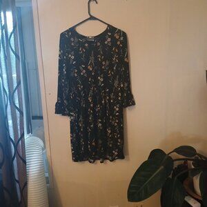 Studio B by Bobeau women's black floral midi dress Size Medium